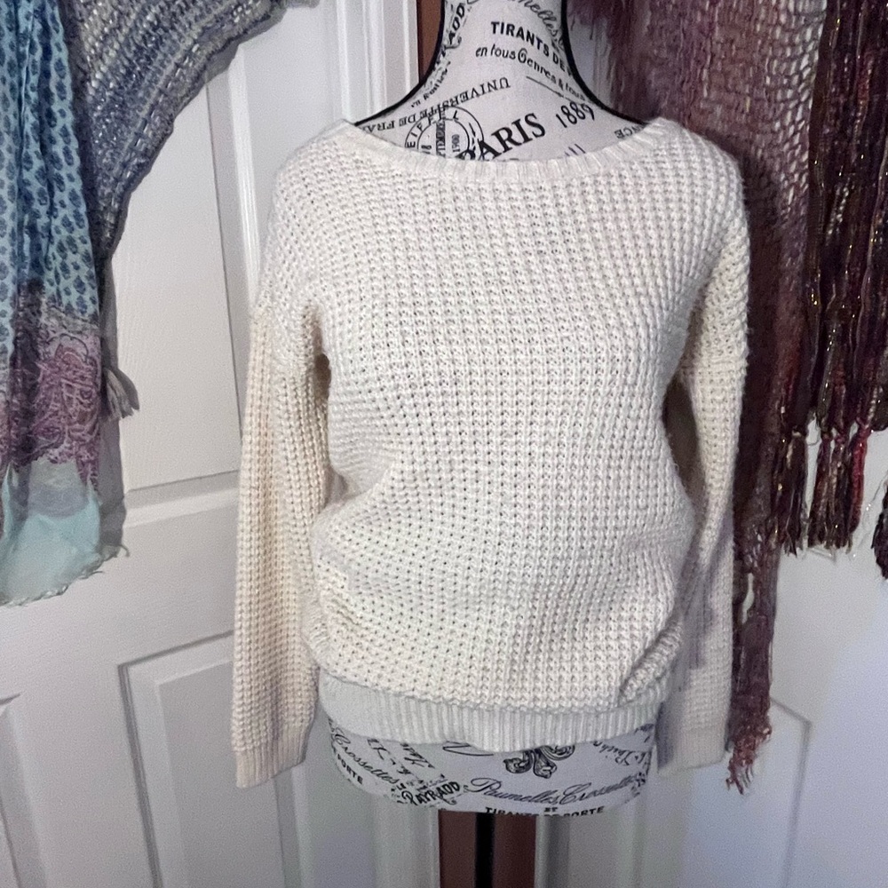 Forever 21 Womens Cream Waffle Knit Sweater Small